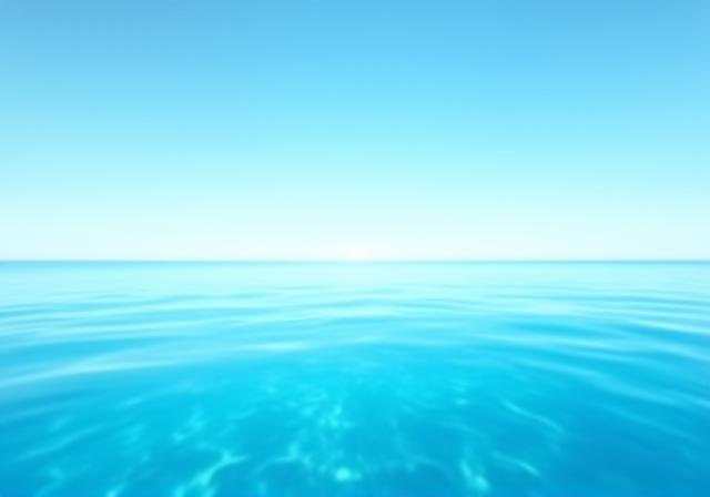 Océano azul cristalino reflejando un cielo puro con el horizonte, simbolizando la sostenibilidad marina