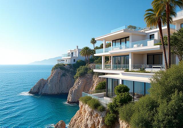 Exclusiva villa costera española con vistas al Mediterráneo, ejemplificando propiedades sujetas a la Ley de Costas