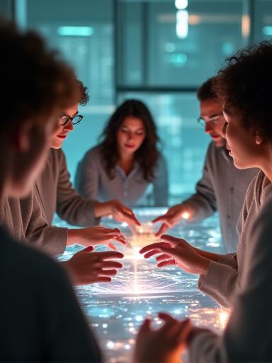 Equipos colaborando en un entorno virtual